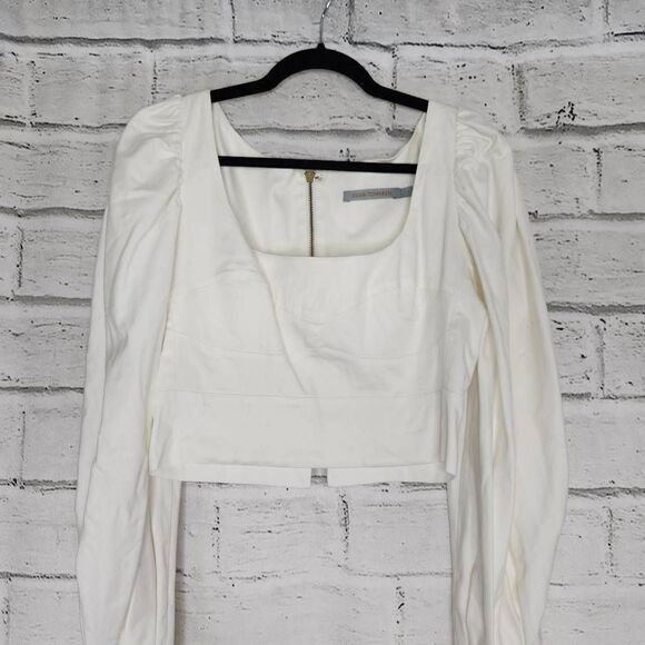 Silvia Tcherassi Tops - Silvia Tcherassi Cotton Blend Cropped Puff Sleeve Victoria Top White Size Large